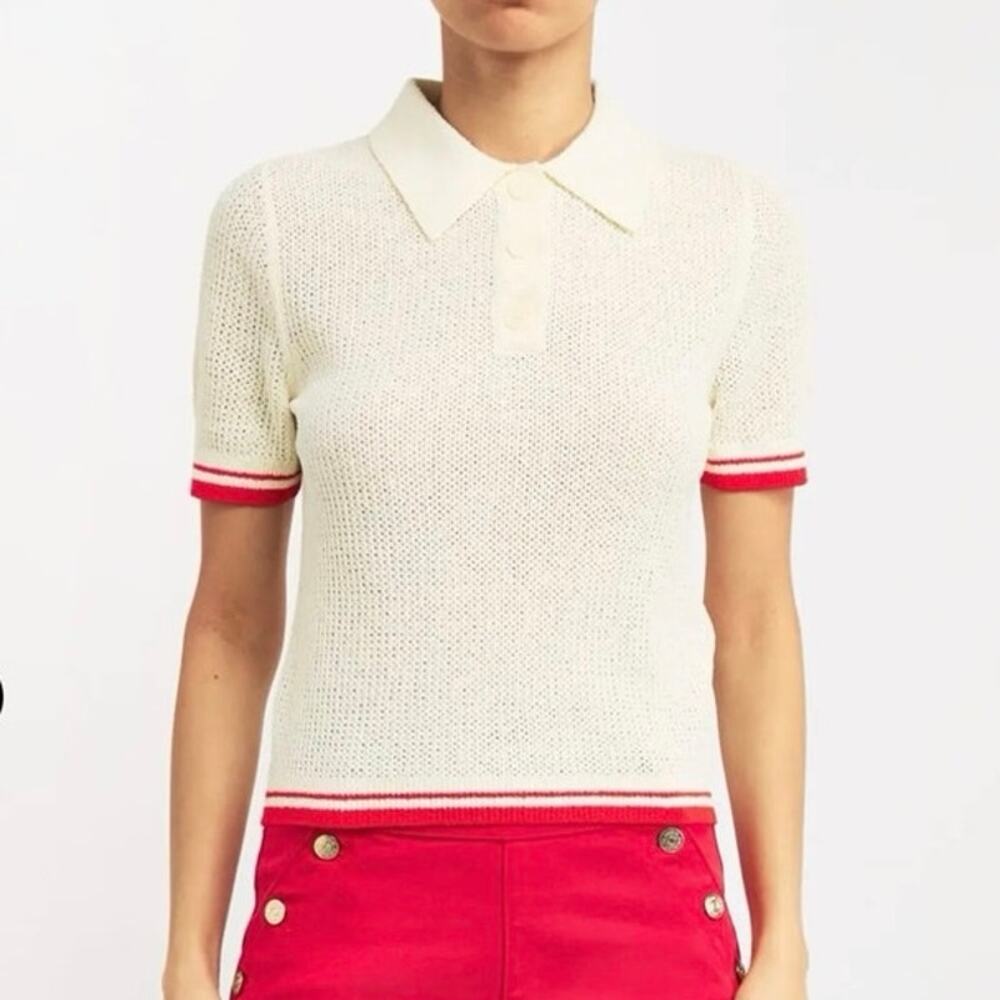SANDRO Cotton-Blend Polo Sweater Size 4